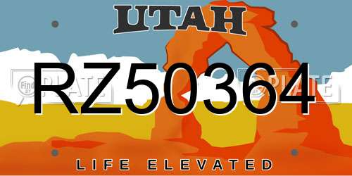 RZ50364 Utah License Plate
