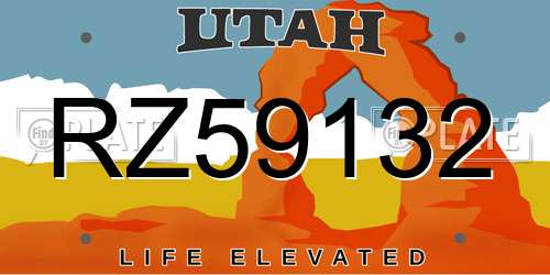 RZ59132 Utah License Plate