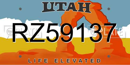 RZ59137 Utah License Plate