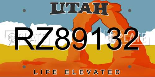 RZ89132 Utah License Plate
