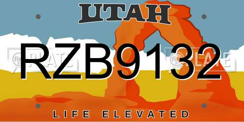 RZB9132 Utah License Plate