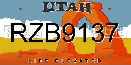 RZB9137 Utah License Plate