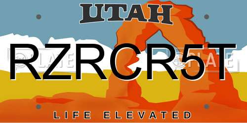 RZRCR5T Utah License Plate