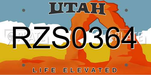 RZS0364 Utah License Plate