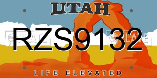 RZS9132 Utah License Plate