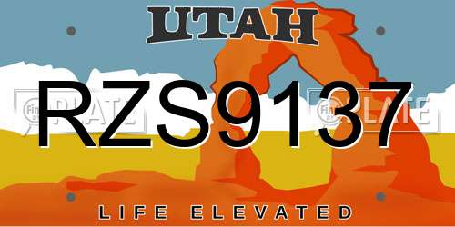 RZS9137 Utah License Plate