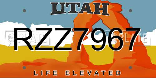 RZZ7967 Utah License Plate