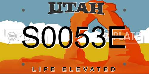 S0053E Utah License Plate