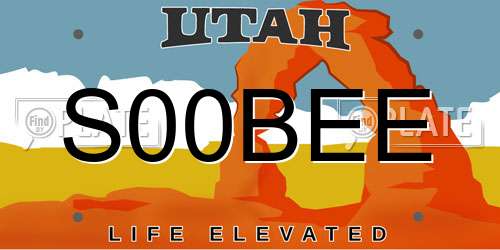 S00BEE Utah License Plate