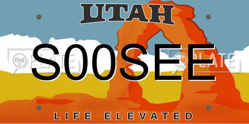 S00SEE Utah License Plate