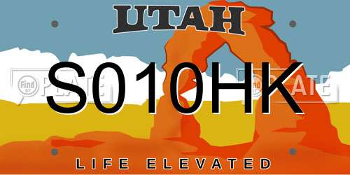 S010HK Utah License Plate