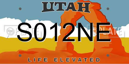 S012NE Utah License Plate