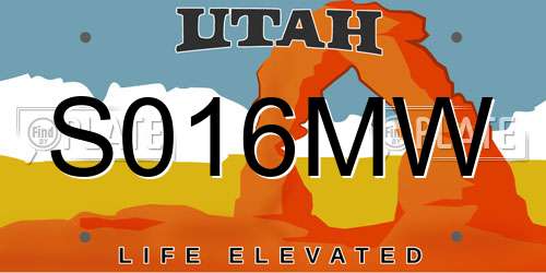 S016MW Utah License Plate