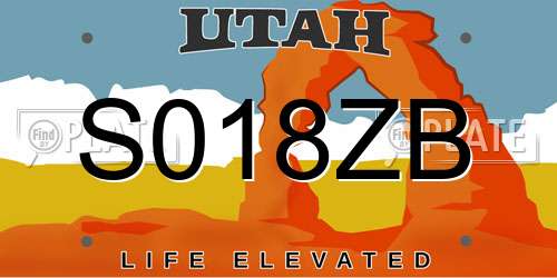 S018ZB Utah License Plate