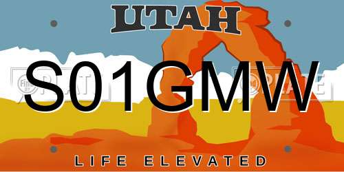 S01GMW Utah License Plate