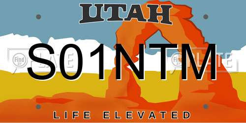 S01NTM Utah License Plate