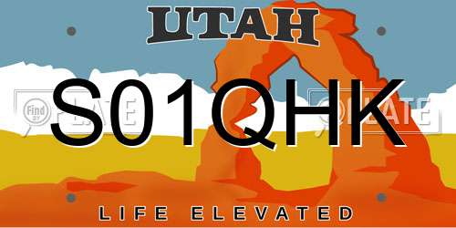 S01QHK Utah License Plate