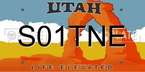 S01TNE Utah License Plate