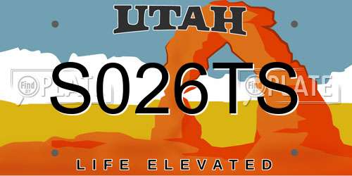 S026TS Utah License Plate