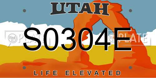 S0304E Utah License Plate