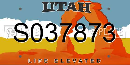 S037873 Utah License Plate