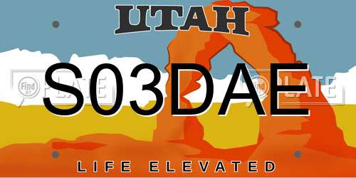 S03DAE Utah License Plate