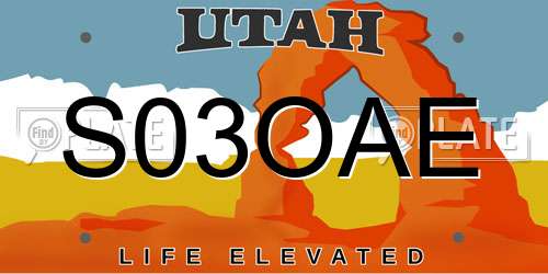 S03OAE Utah License Plate