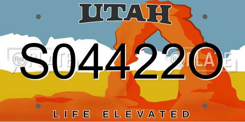 S04422O Utah License Plate