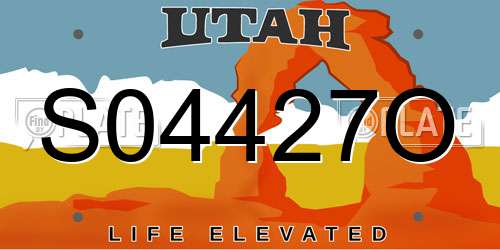 S04427O Utah License Plate