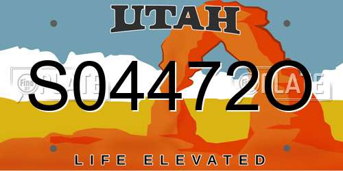 S04472O Utah License Plate