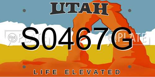 S0467G Utah License Plate