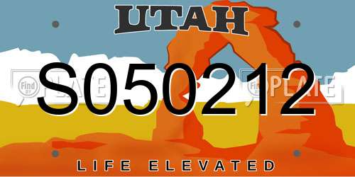 S050212 Utah License Plate