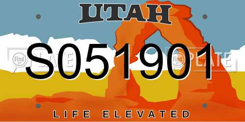 S051901 Utah License Plate