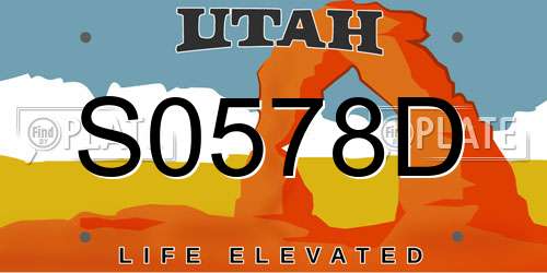 S0578D Utah License Plate