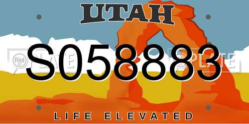 S058883 Utah License Plate