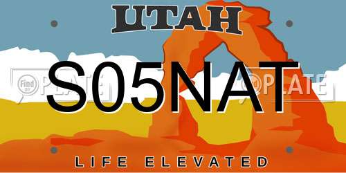 S05NAT Utah License Plate