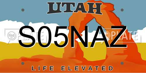 S05NAZ Utah License Plate