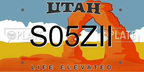 S05ZII Utah License Plate