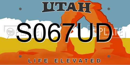 S067UD Utah License Plate