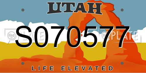S070577 Utah License Plate