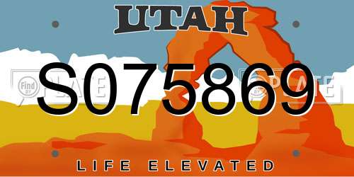 S075869 Utah License Plate