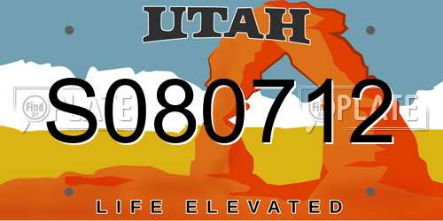 S080712 Utah License Plate