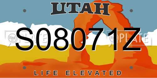 S08071Z Utah License Plate