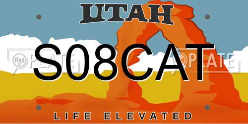 S08CAT Utah License Plate