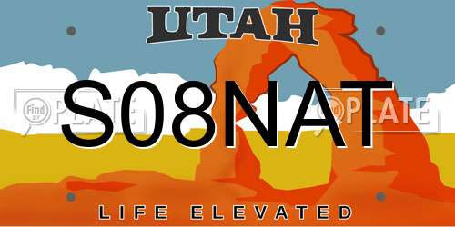 S08NAT Utah License Plate