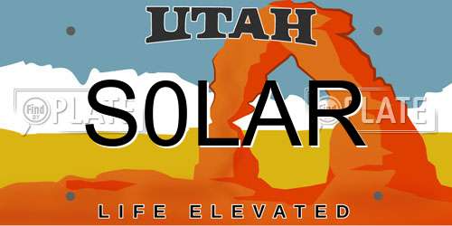 S0LAR Utah License Plate