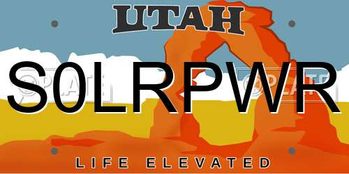 S0LRPWR Utah License Plate