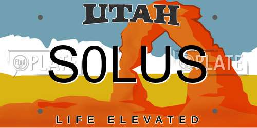 S0LUS Utah License Plate