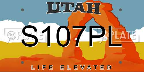 S107PL Utah License Plate