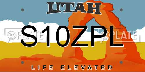 S10ZPL Utah License Plate